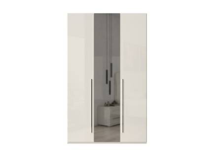 Dulap cu 3 usi cu balamale PIANO BEIGE 137x224x56cm bej lucios/ oglinda, manere crom