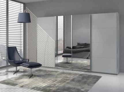 Dulap cu usi glisante SYNCRONO 316x211x62cm silk grey/ oglinda configurabil