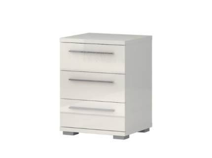 Noptiera cu 3 sertare PIANO BEIGE 45x61x40cm bej lucios, picioare si manere crom