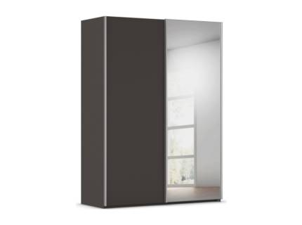 Dulap cu usi glisante TARO 162x223x69cm grafit/ oglinda, maner aluminiu 