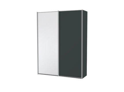 Dulap cu 2 usi glisante 150x200x68cm antracit mat/ alb mat - antracit mat, maner aluminiu model 29 SINFONIE PLUS 