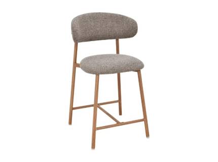 Scaun tapitat pentru bar ELTON H-2 material textil cappuccino 53x52xH91cm, picioare stejr