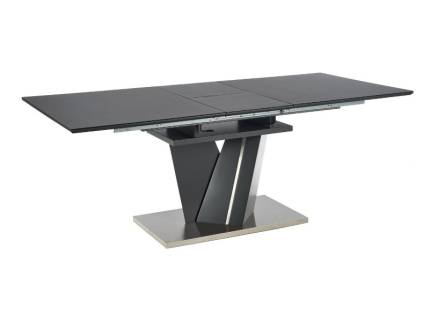 Masa extensibila SALVADOR din MDF si sticla gri inchis, metal gri inchis 160-200x90xH77cm