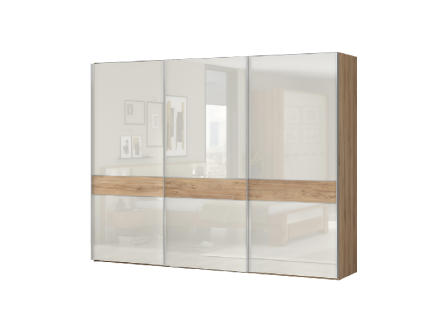 Dulap cu usi glisante GALA 272x224x61cm bej lucios/ Nuc Pacific