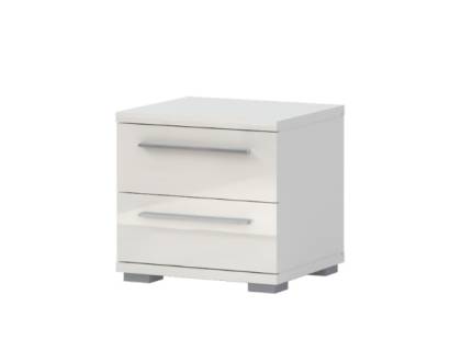 Noptiera cu 2 sertare PIANO BEIGE 45x43x40cm bej lucios, picioare si manere crom