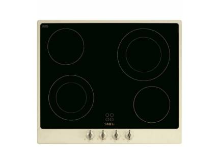 Plita incorporabila vitroceramica retro Smeg Colonial P864PO, 60 cm, rama crem, butoane alama