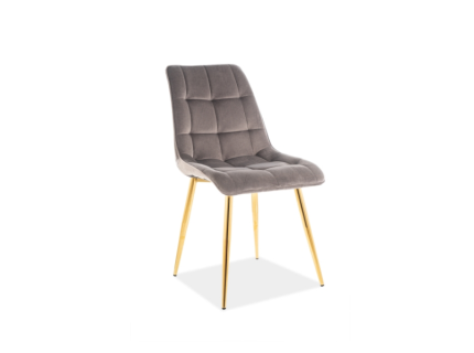 Scaun tapitat CHIC VELVET GOLD catifea grey 50x58xH88cm, picioare aurii