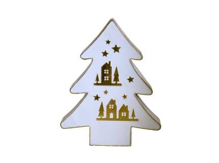 Brad de Craciun Mic din metal alb/ auriu 