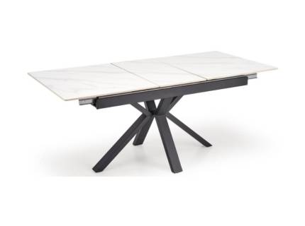 Masa extensibila PLATAN din marmura alba, metal negru 140-180x85xH76cm