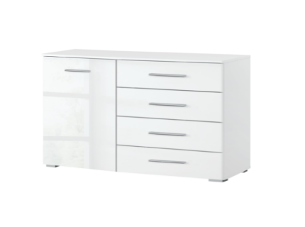 Comoda cu 1 usa si 4 sertare ADITIO 120x81x42cm alb alpin/ alb lucios 