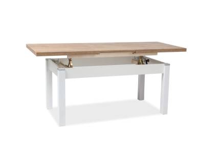 Masuta extensibila stejar KLEOPATRA WHITE din PAL laminat stejar lancelot + alb semimat 124x64xH56cm