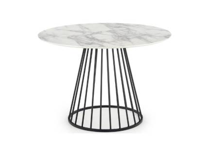 Masa BRODWAY din MDF furniruit cu efect de marmura alba, otel vopsit negru 110xH75cm