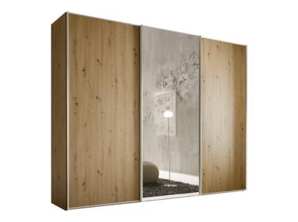 Dulap cu 3 usi glisante 298x240x68cm stejar Artisan/ stejar Artisan - oglinda, maner crom, model 2 SINFONIE PLUS   