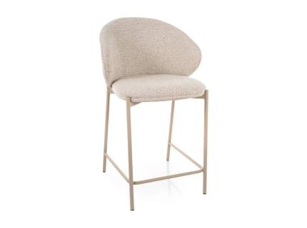 Scaun tapitat pentru bar KIOTO H-2 material textil light beige 54x56xH90cm, picioare casmir 