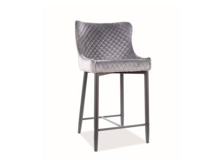 Scaun tapitat pentru bar COLIN B VELVET H-2 catifea grey 48x55xH88cm, picioare negre