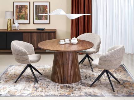 Masa extensibila FARGO NUT din MDF si furnir natural nuc 120-210xH77cm