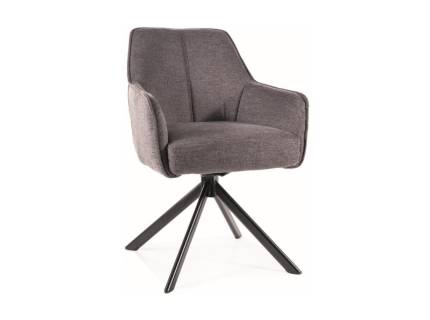 Scaun tapitat NOTTI BREGO rotativ, material textil dark grey 55x62xH83cm, picioare negre