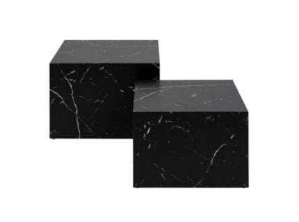 Set 2 masute TUSIO din PAL Egger cu efect de marmura 50x50xH33cm / 58x58xH40cm