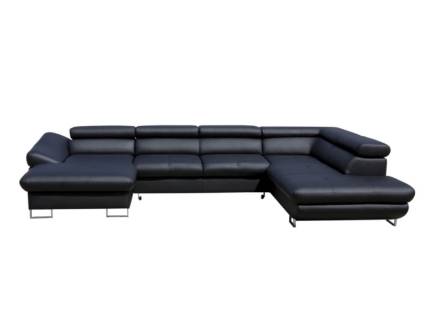 Coltar extensibil FABIO U cu lada pentru depozitare, tetiere reglabile, personalizabil 350x235x175cm