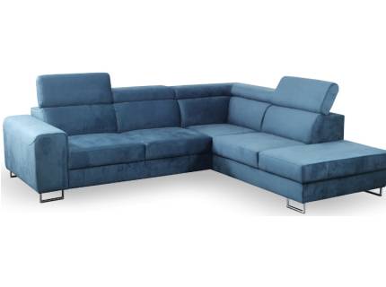 Coltar extensibil PANDO cu lada pentru depozitare, tetiere reglabile, personalizabil 270x229cm