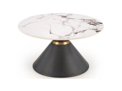 Masuta GORETTI din otel sinterizat cu efect de marmura alba, auriu/ negru 80xH42cm