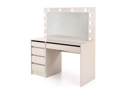 Masa de machiaj cu 5 sertare si oglinda cu led HOLLYWOOD 2 XL CASMIRE 120x140x55cm casmir