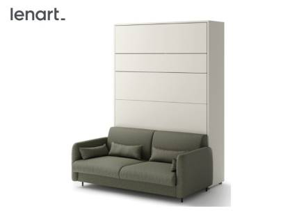 LENART BED CONCEPT set pat (140x200cm) rabatabil pe perete cu canapea olive 164x45-228x218cm 