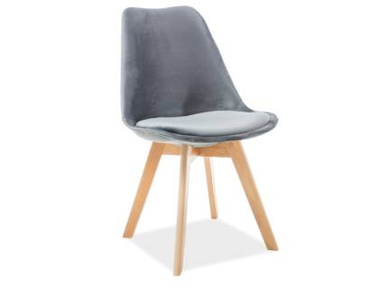 Scaun tapitat DIOR VELVET I design scandinav, catifea grey 52x48xH86cm, picioare fag