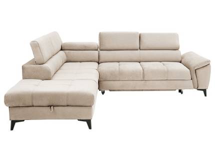 Coltar extensibil MOCCA cu lada pentru depozitare, tetiere reglabile, personalizabil 265x222cm