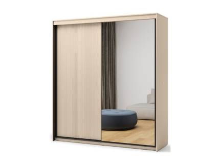 Dulap cu usi glisante TREND 200x222x63cm bej/ negru - oglinda, cu led