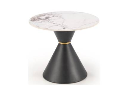 Masuta GORETTI S din otel sinterizat cu efect de marmura alba, auriu/ negru 60xH51cm