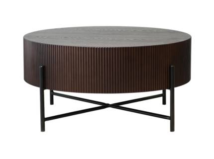 Masuta TUCA din MDF si furnir de frasin nuanta nuc inchis, metal negru 80xH40cm