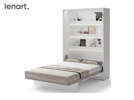 LENART BED CONCEPT BC-01p pat (140x200cm) rabatabil pe perete 151x46-228x218cm alb lucios