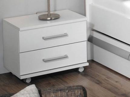 Set 2 noptiere cu 2 sertare cu roti APULIEN 50x37x41cm alb alpin