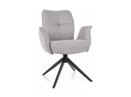 Scaun tapitat WING rotativ, material textil light grey 60x65xH90cm, picioare negre 