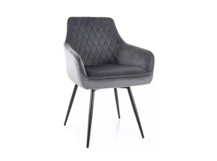 Scaun tapitat SERVIO VELVET rotativ, catifea grey 55x58xH88cm, picioare negre