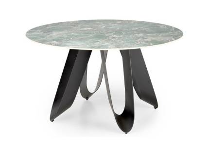 Masa GIOVANI din otel siterizat cu efect de marmura verde, otel vopsit negru 135xH76cm