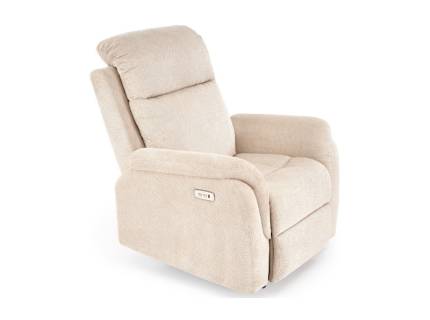 Fotoliu GALEON cu recliner electric, incarcare USB integrata, material textil beige 90x92-162xH86-105cm