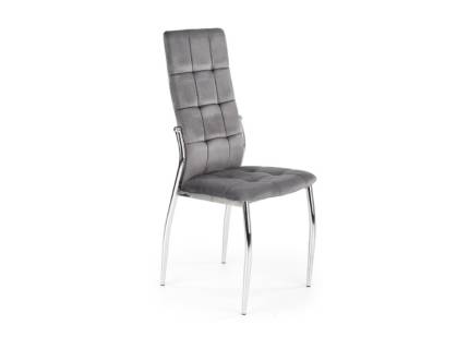 Scaun tapitat K416 cu spatar inalt, catifea grey 43x54xH101cm, cadru si picioare crom