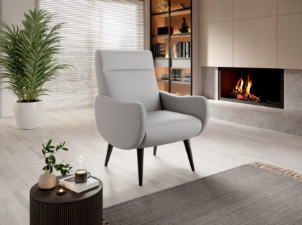 Fotoliu SCOTT cu picioare inalte negre, personalizabil 73x78xH98cm