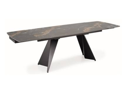 Masa extensibila ARMANI din marmura neagra, metal negru 165-241x90xH77cm