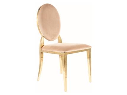 Scaun tapitat KING VELVET luxury, catifea beige 47x58xH95cm, picioare aurii