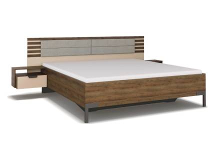 Cadru pat cu noptiere incorporate BAREA (180x200cm) champagne/ stejar Atlantic dark 