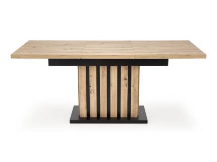 Masa extensibila LAMELLO din PAL nuanta lemnului, PAL negru si lemn 130-180x80xH76cm