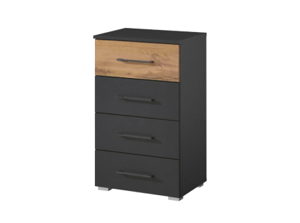 Comoda cu 4 sertare BOSTON EXTRA 47x81x42cm gri metalic/ stejar artisan