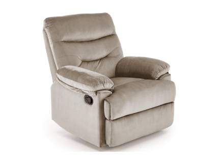 Fotoliu DRAGER cu recliner manual, catifea beige 77x90-160xH105cm