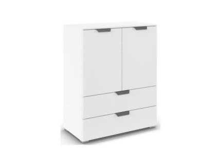 Comoda cu 2 usi si 2 sertare ADITIO 80x100x42cm alb alpin, manere crom 