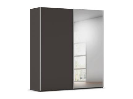 Dulap cu usi glisante TARO 201x223x69cm grafit/ oglinda, maner aluminiu 