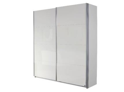 Dulap cu usi glisante MINOSA PLUS cu polite 181x197x48cm alb alpin/ alb lucios, maner aluminiu