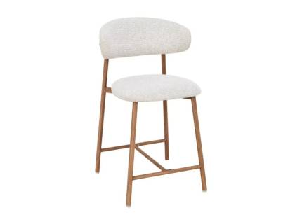 Scaun tapitat pentru bar ELTON H-2 material textil light beige 53x52xH91cm, picioare stejar